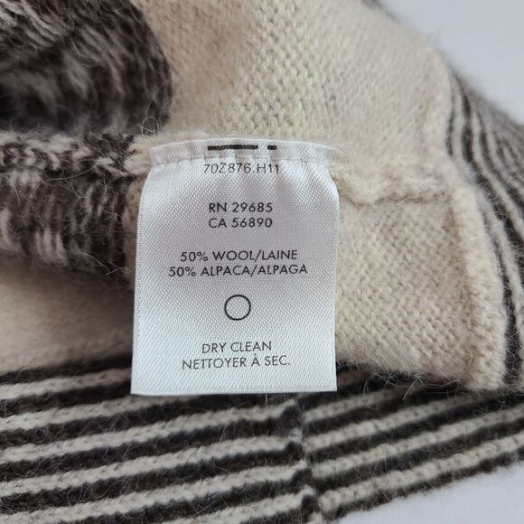 PENDLETON Wool Alpaca Discovery Cardigan Medium Petite Brown Cream Western FLAW - Picture 12 of 16